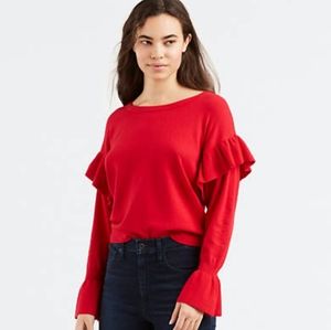 🌿🍒 Levi's cropped ruffled sweater pullover size XS 🍒🌿